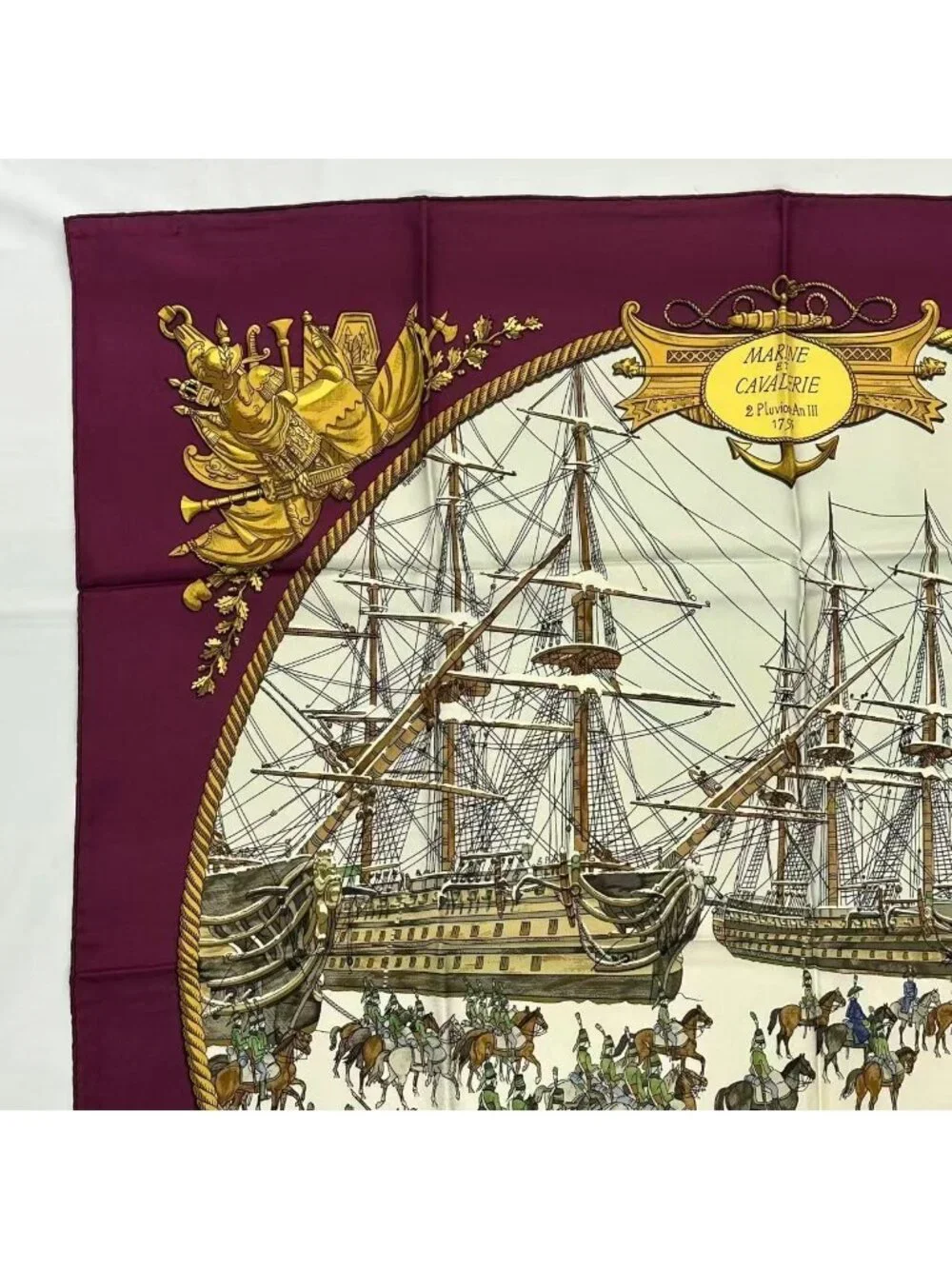 Hermes Scarf Silk Marine Et Cavalerie Sea and Cavalry - Picture 2 of 9